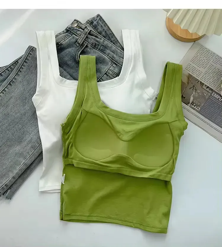 Sleeveless Short Ladies sexy modal Tank Top Multi Colors O-Neck women classic crop top