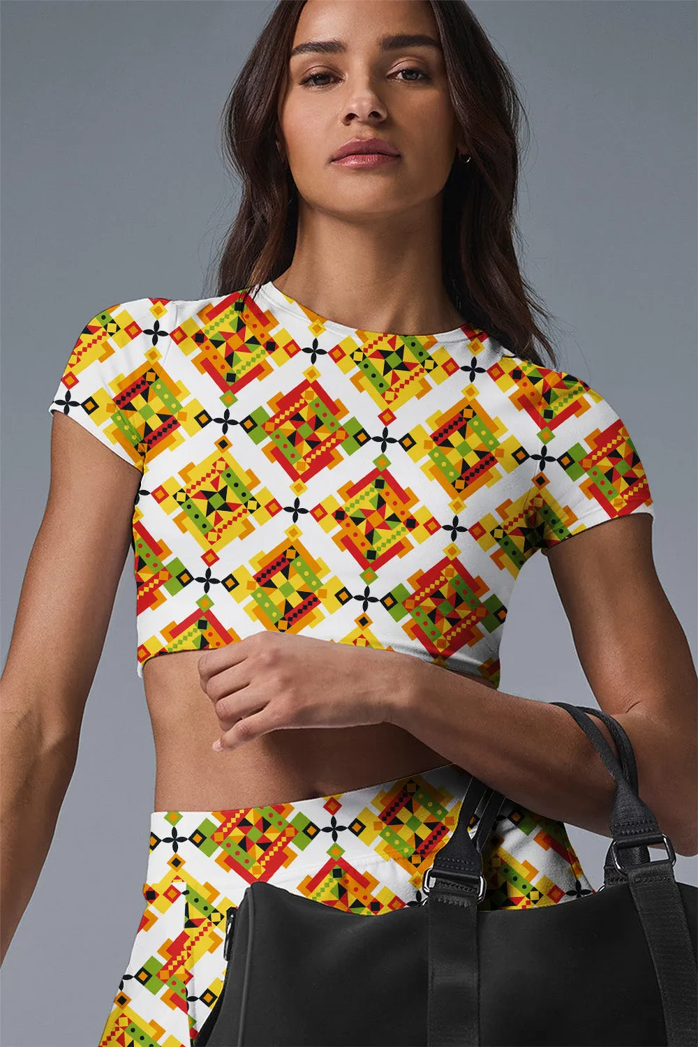 Solar Flare Active Set – 2-Piece Sports Crop Top & Skirt with Shorts | Tennis, Pickleball, Yoga