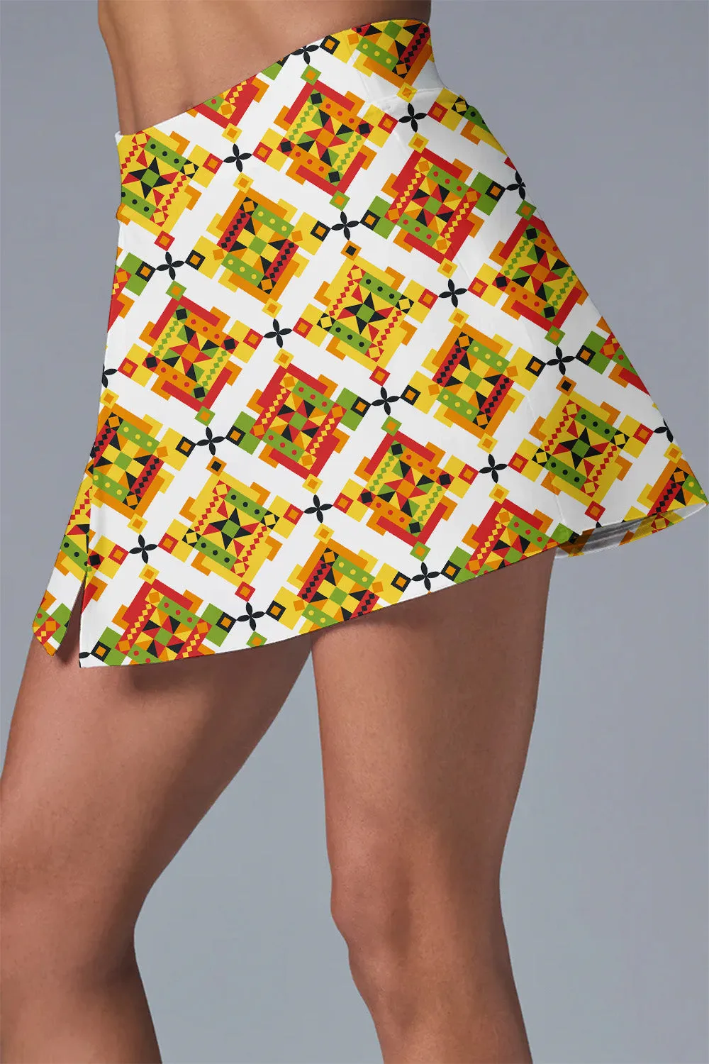 Solar Flare Active Set – 2-Piece Sports Crop Top & Skirt with Shorts | Tennis, Pickleball, Yoga