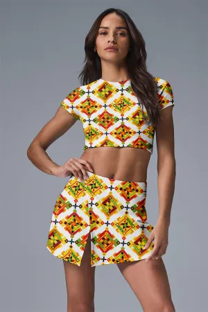 Solar Flare Active Set – 2-Piece Sports Crop Top & Skirt with Shorts | Tennis, Pickleball, Yoga