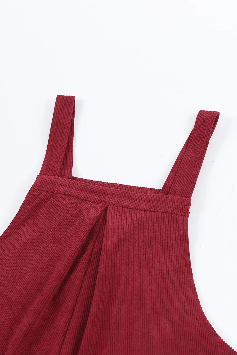 Solid Color Corduroy Wide Leg Bib Overalls