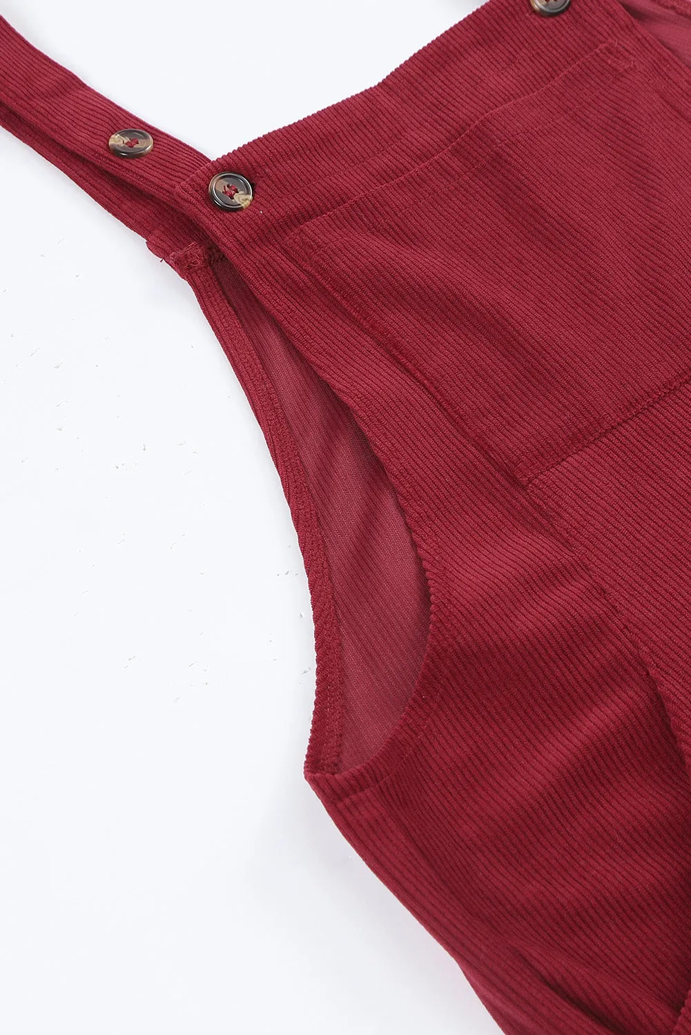 Solid Color Corduroy Wide Leg Bib Overalls