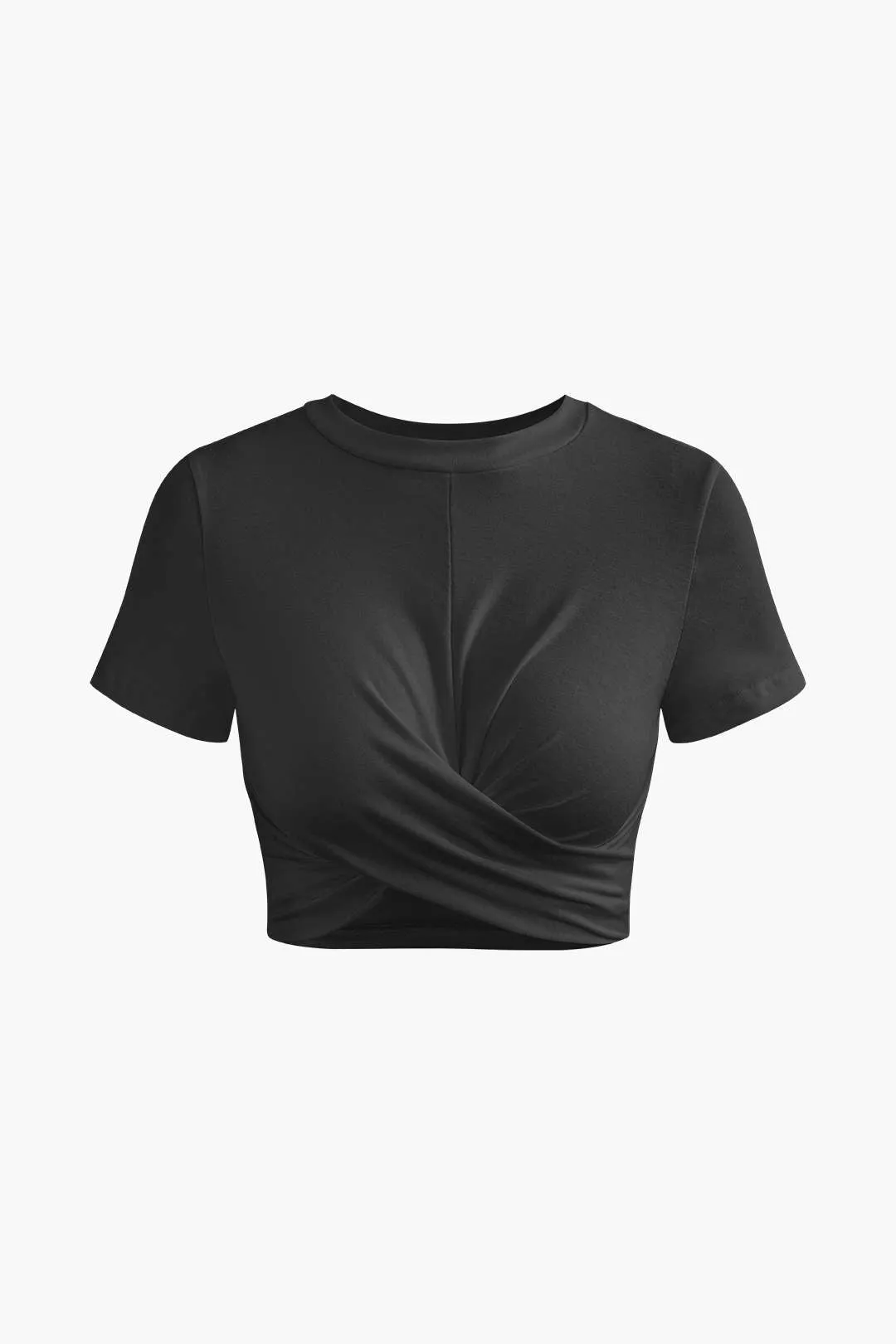 Solid Color Crop Top with Twisted Hem