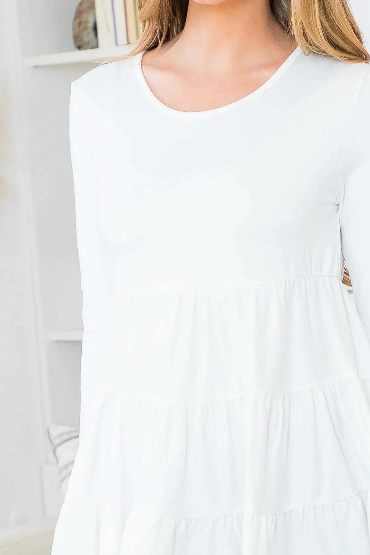 Solid Long Sleeve Tiered Top