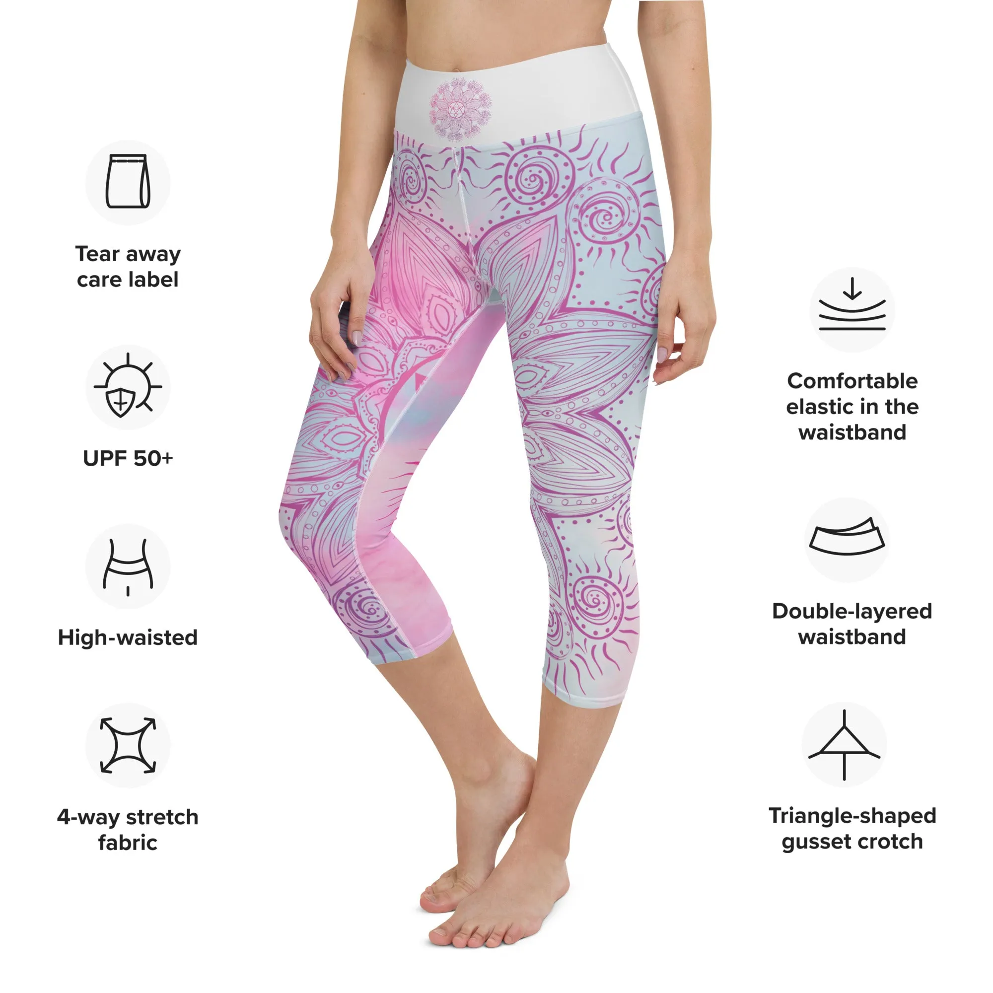 Soul Star Chakra Mandala Capri Leggings by Goddess Swag