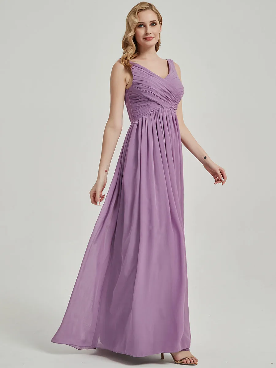 [Special Color] Wisteria Sleeveless Pleated Empire Chiffon Bridesmaid Dress