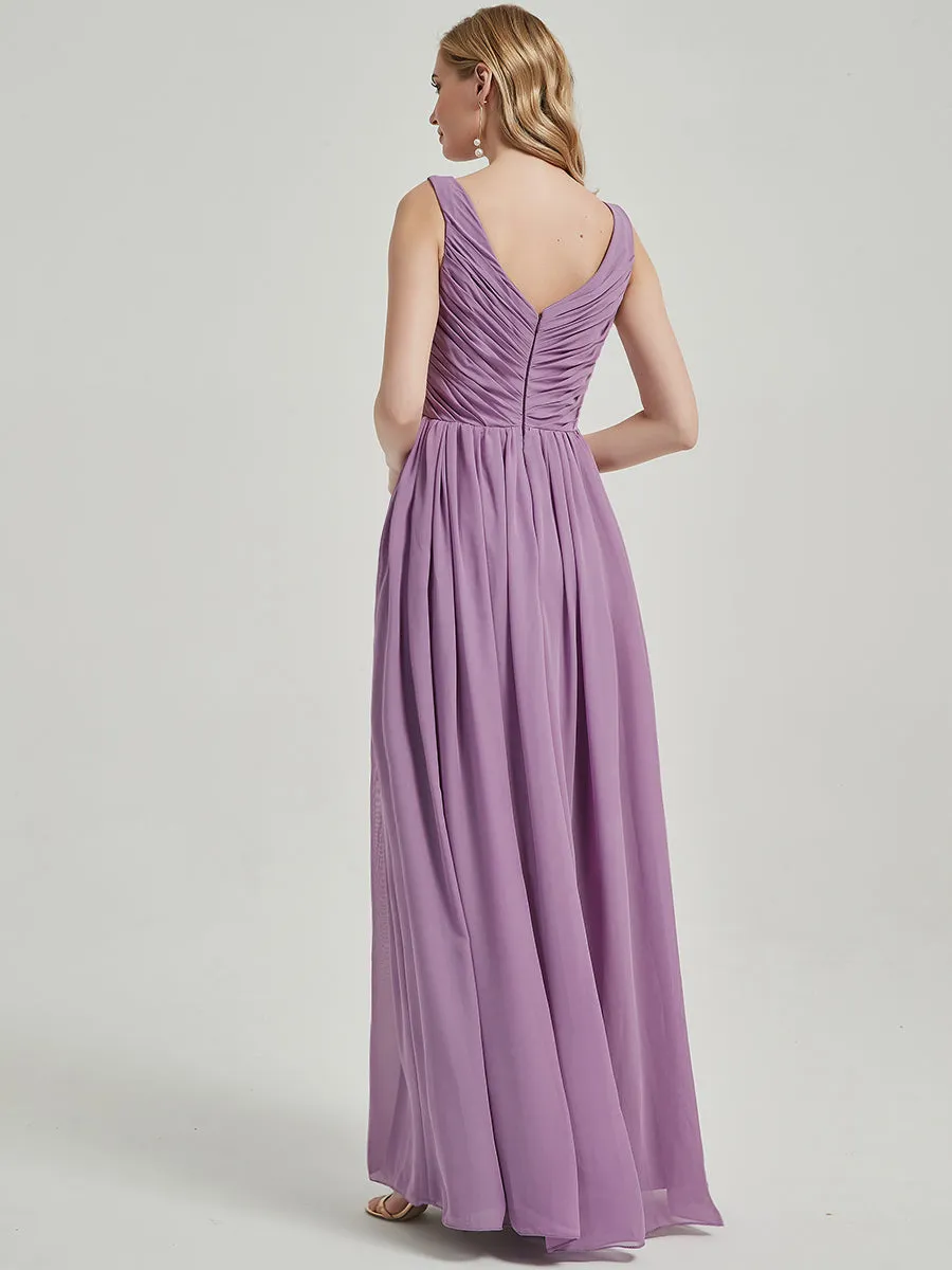 [Special Color] Wisteria Sleeveless Pleated Empire Chiffon Bridesmaid Dress