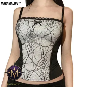 Spider webTank Tops  Kawaii Tank Tops Gothic Tank Tops Punk Tank Tops Dark Tops Street Tank Tops aesthetic Tank Tops y2k  Tops