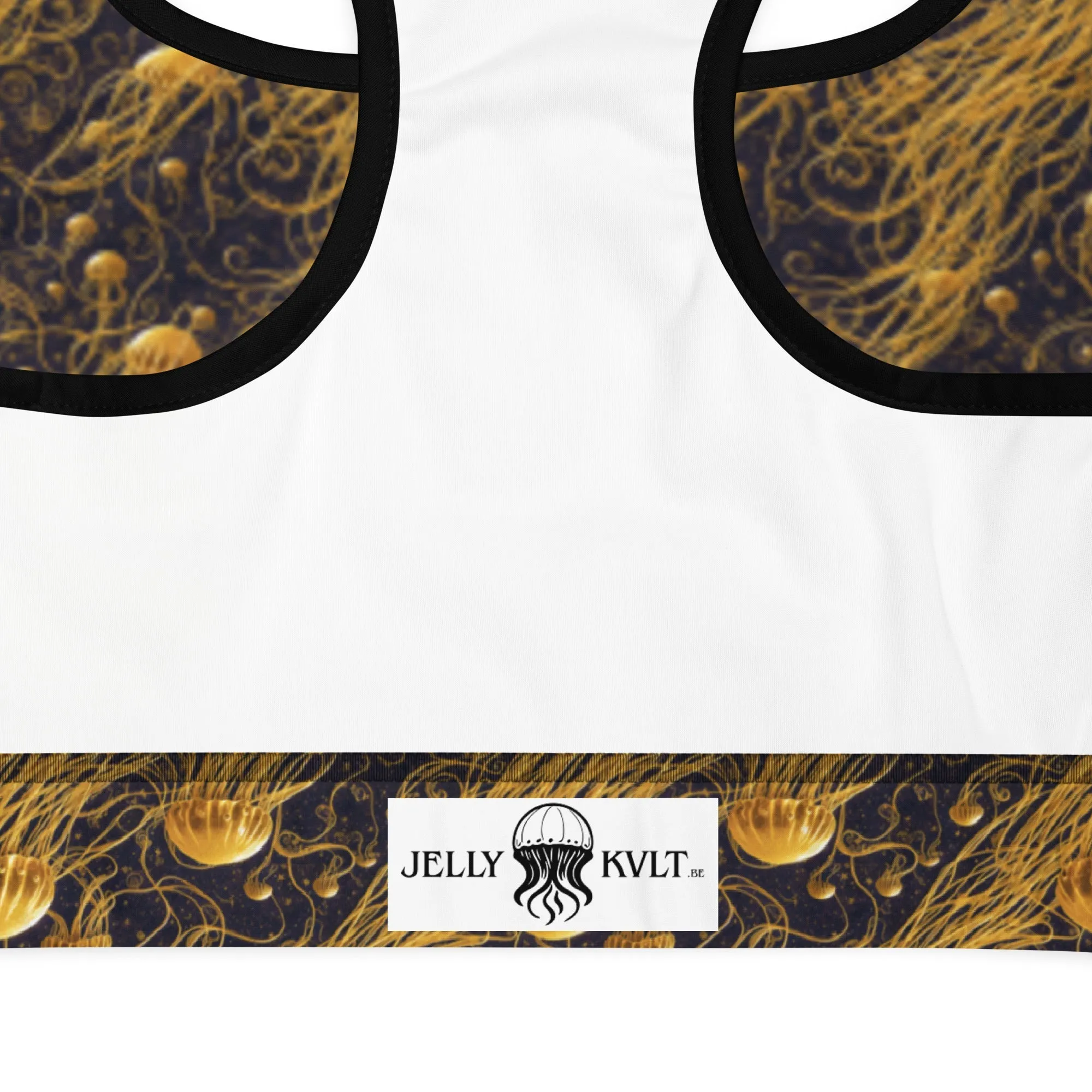 Sports bra - Black and Gold Jellyfishes