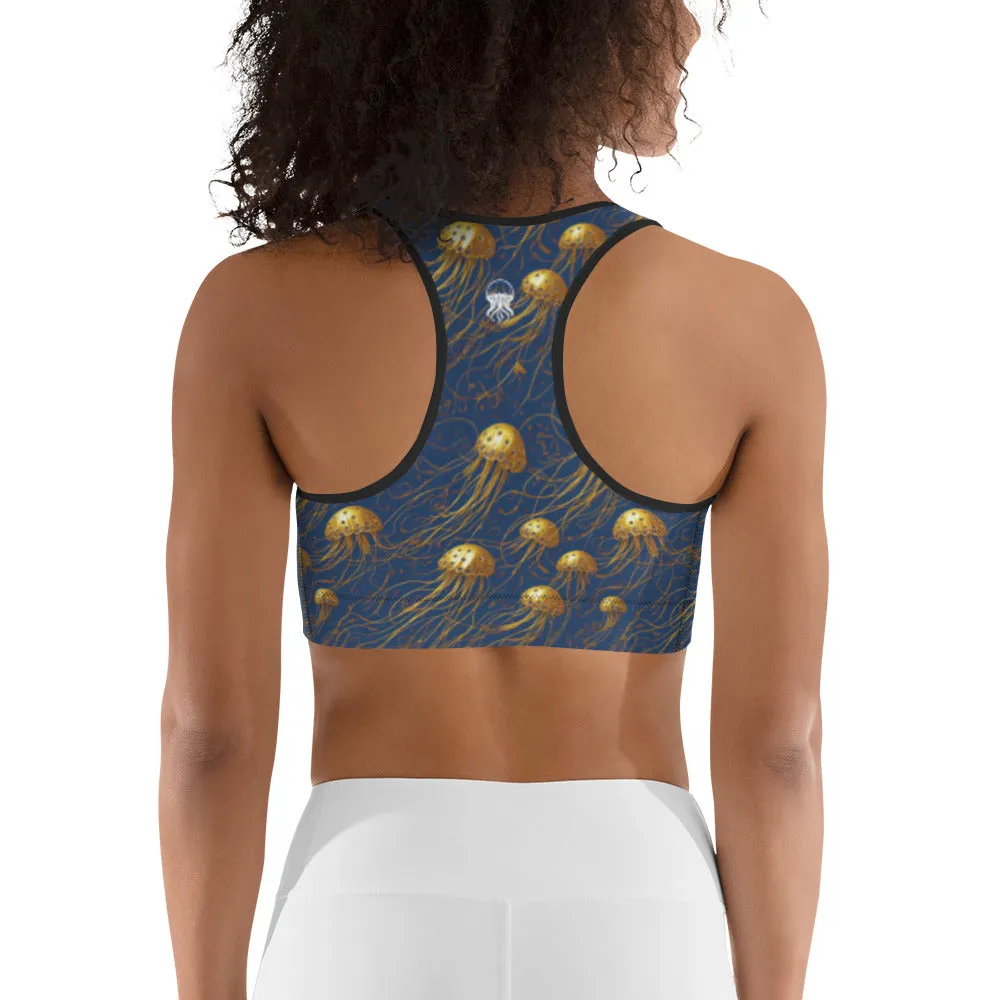 Sports bra - Blue And Gold Jellyfishes