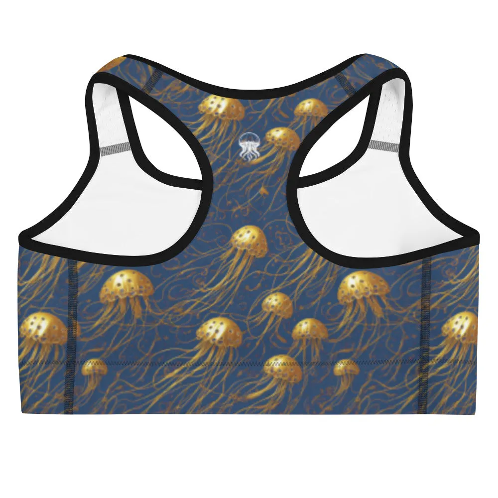 Sports bra - Blue And Gold Jellyfishes