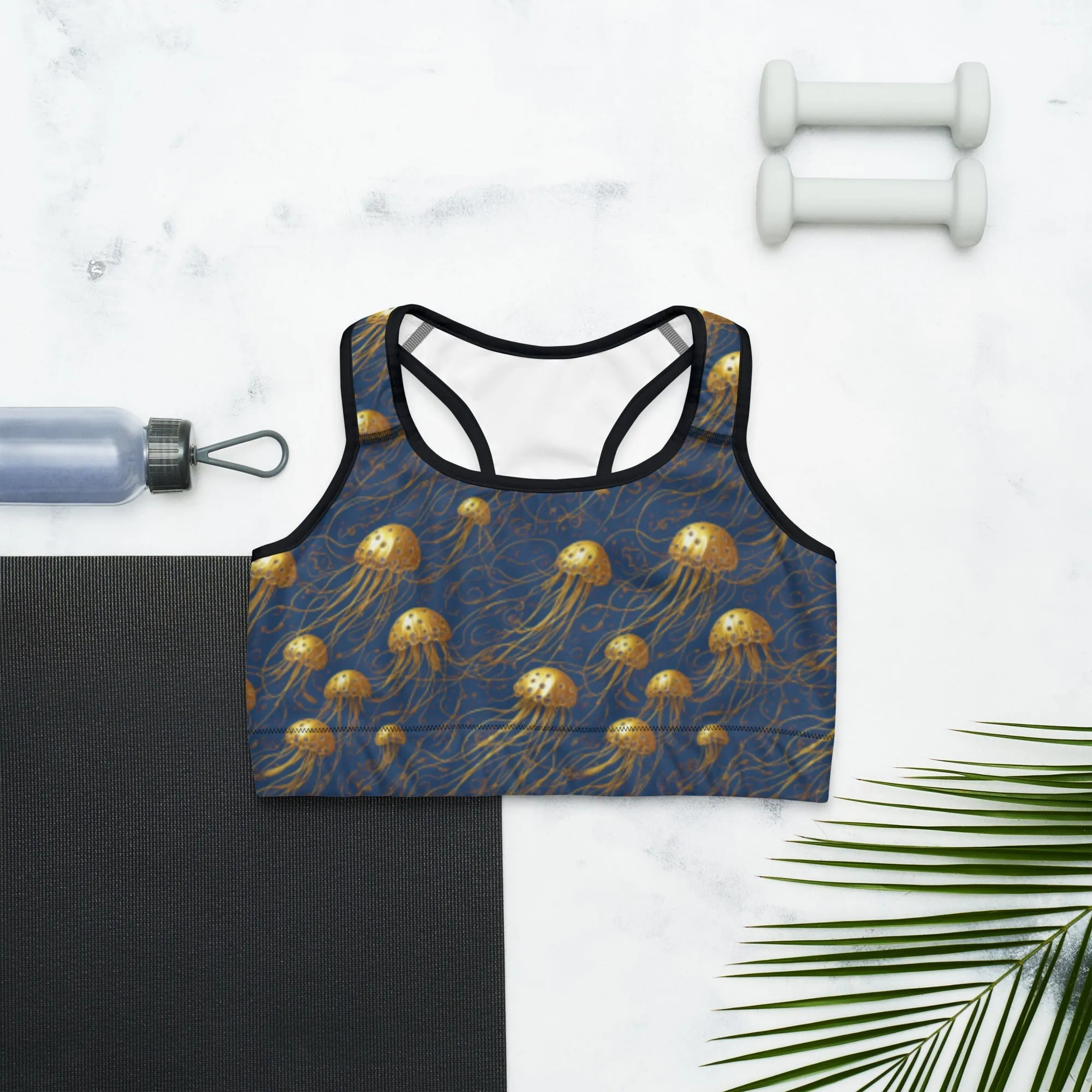 Sports bra - Blue And Gold Jellyfishes