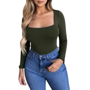 Square-Neck Tees Long Top