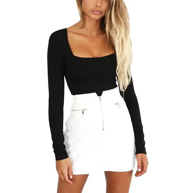 Square-Neck Tees Long Top