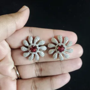 Sreeja P Cubic Zirconia Classic Tops With Rhodium Plating Ruby