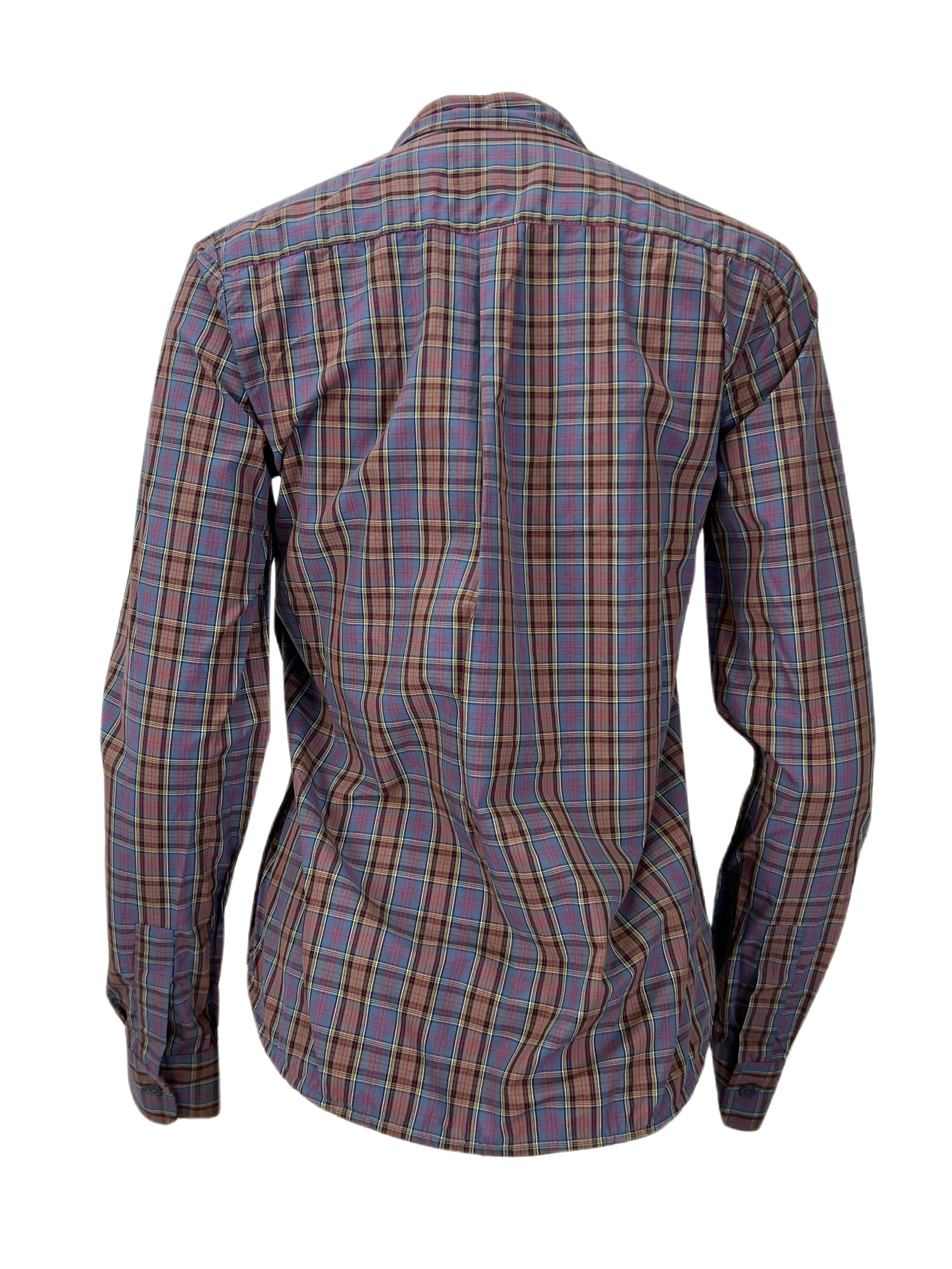 STEVEN ALAN Women's Blue Reverse Seam Plaid Casual Shirt Sz XS NWOT