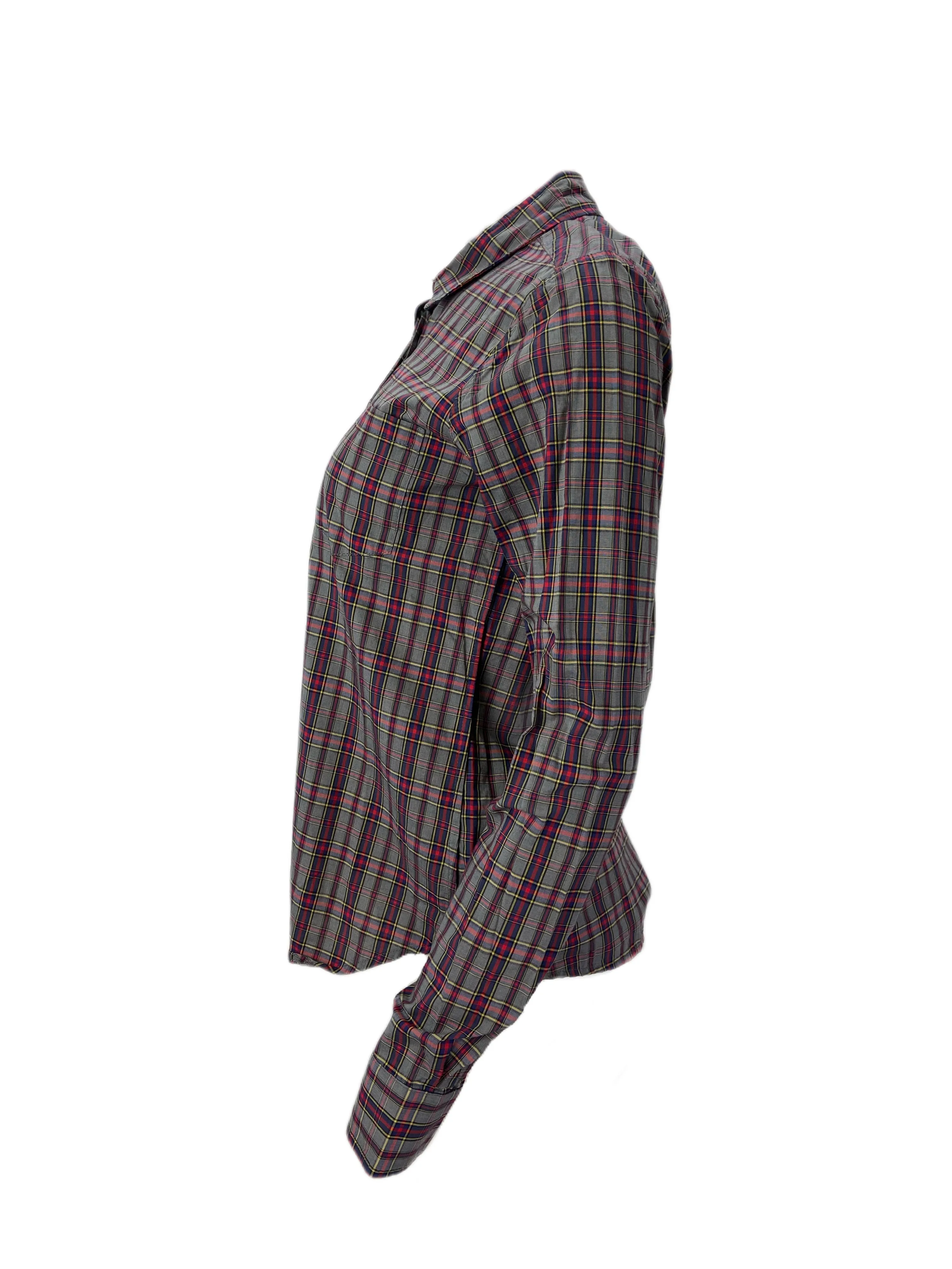 STEVEN ALAN Women's Multicolor Long Sleeve Plaid Casual Shirt Sz XL NWOT