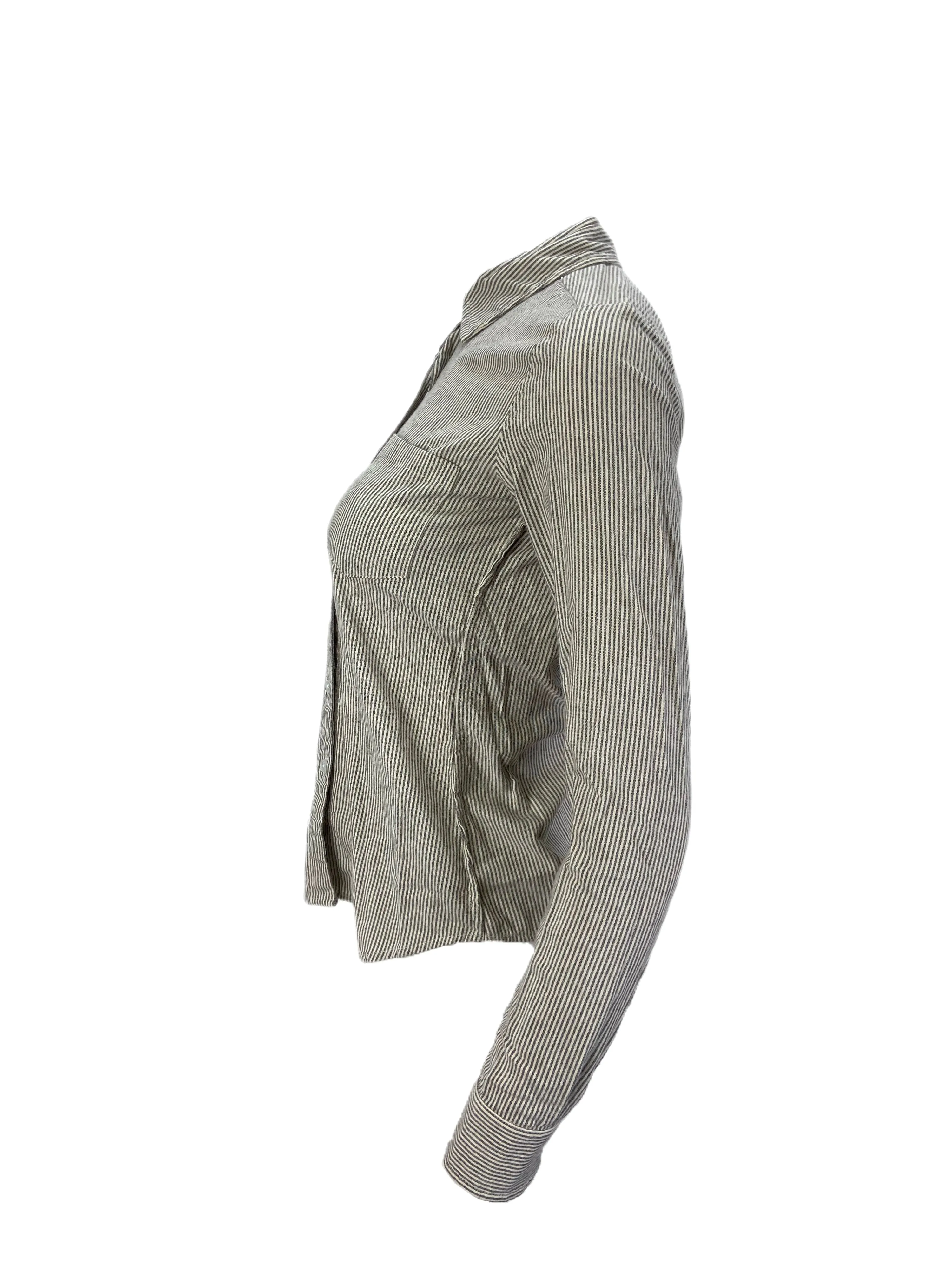 STEVEN ALAN Women's White Reverse Striped Casual Shirt Sz P NWT