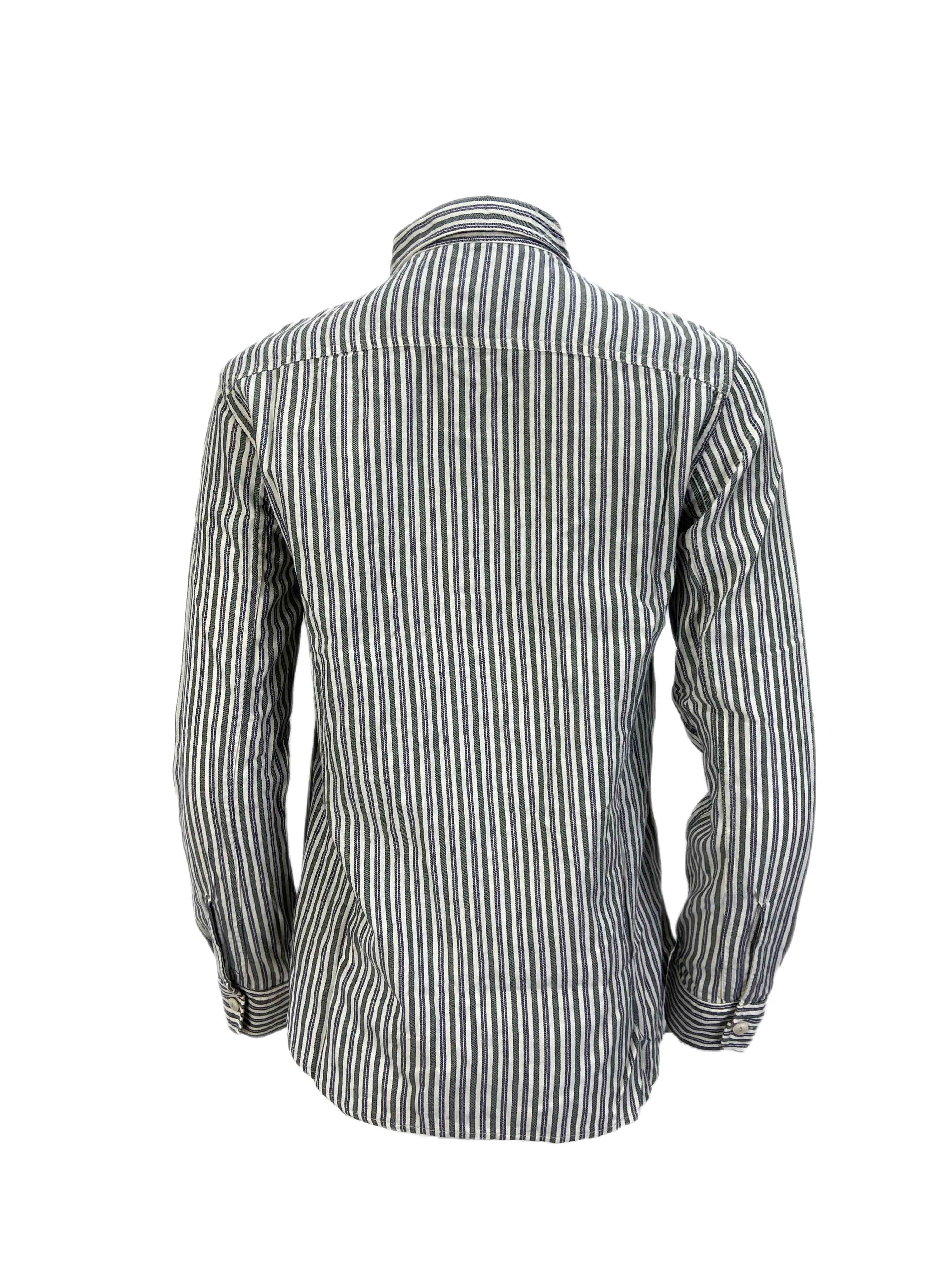 STEVEN ALAN Women's White Riveter Striped Casual Shirt NWT