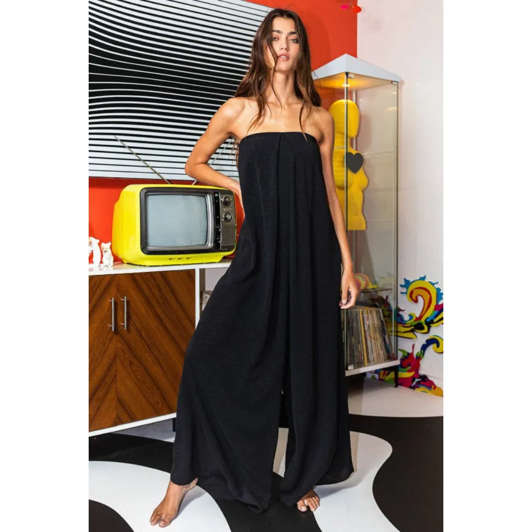 Strapless Flowy Jumpsuit - Black