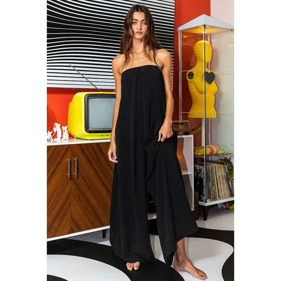 Strapless Flowy Jumpsuit - Black
