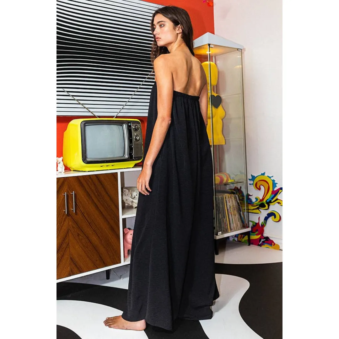Strapless Flowy Jumpsuit - Black