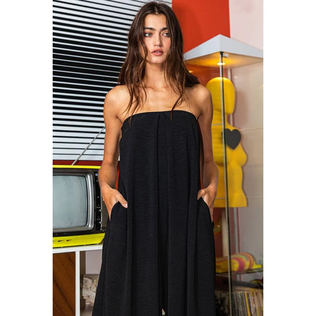 Strapless Flowy Jumpsuit - Black