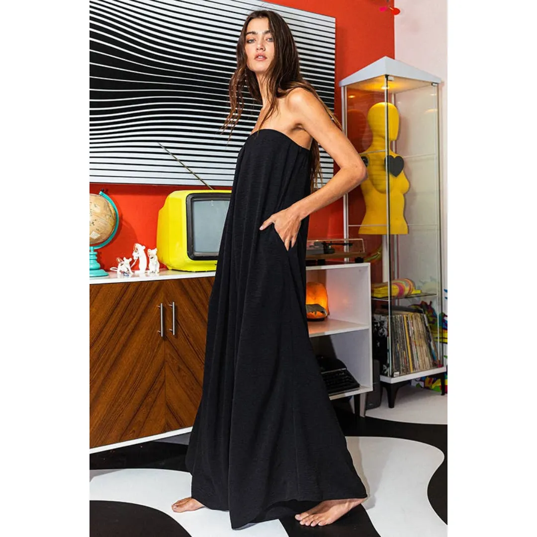 Strapless Flowy Jumpsuit - Black