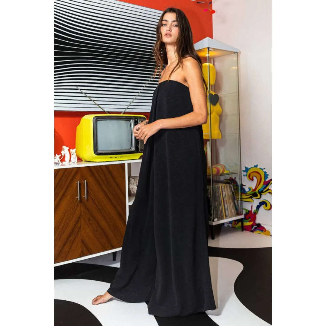 Strapless Flowy Jumpsuit - Black