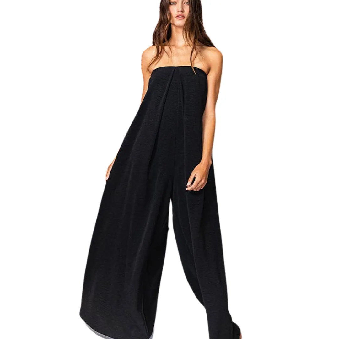 Strapless Flowy Jumpsuit - Black