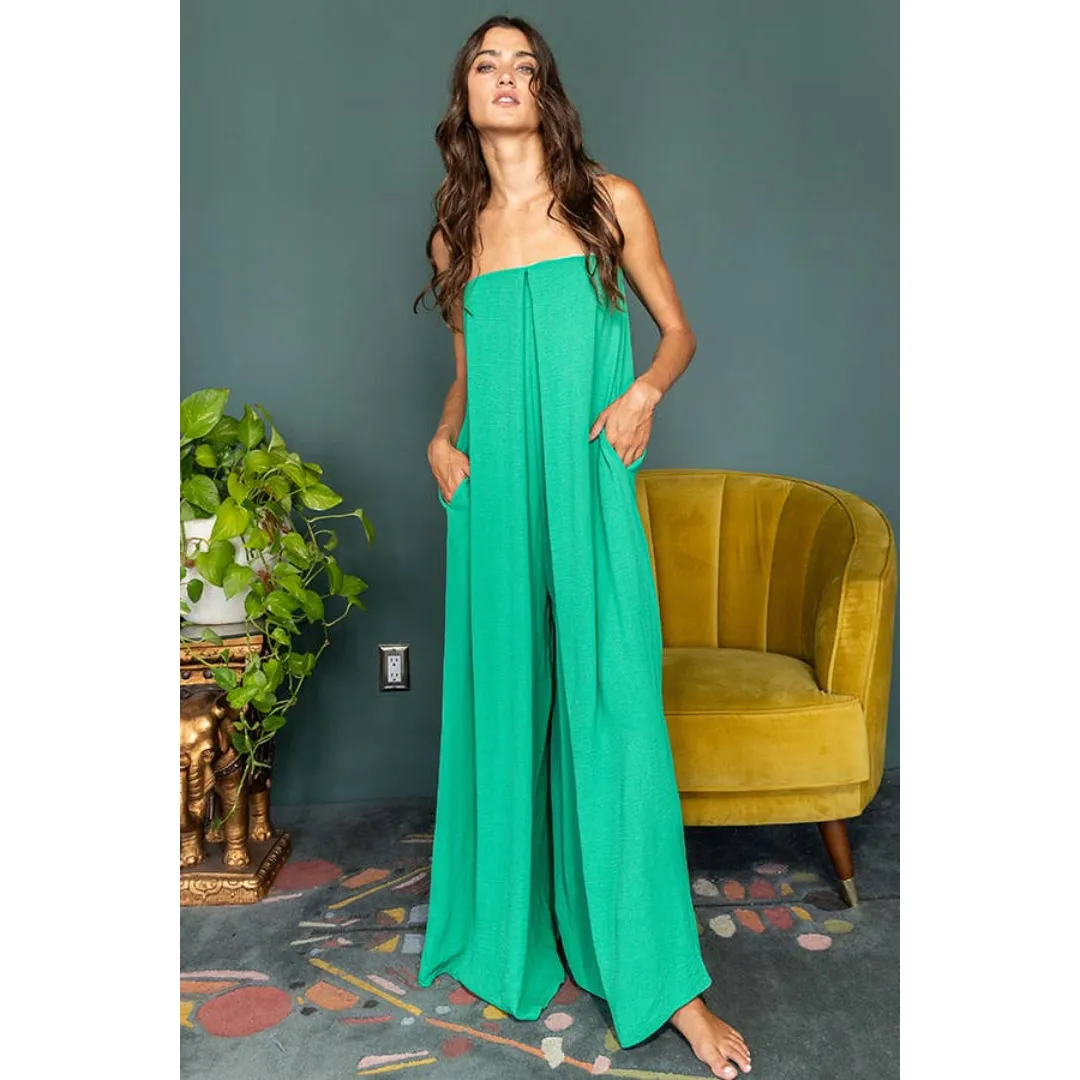 Strapless Flowy Jumpsuit - Green
