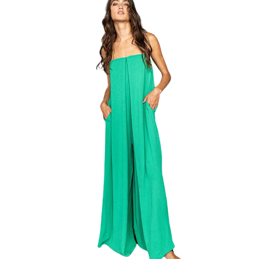 Strapless Flowy Jumpsuit - Green