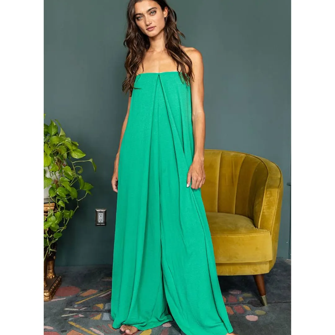 Strapless Flowy Jumpsuit - Green