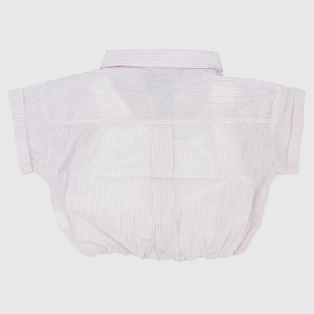 Striped Cropped Short-Sleeved Shirt