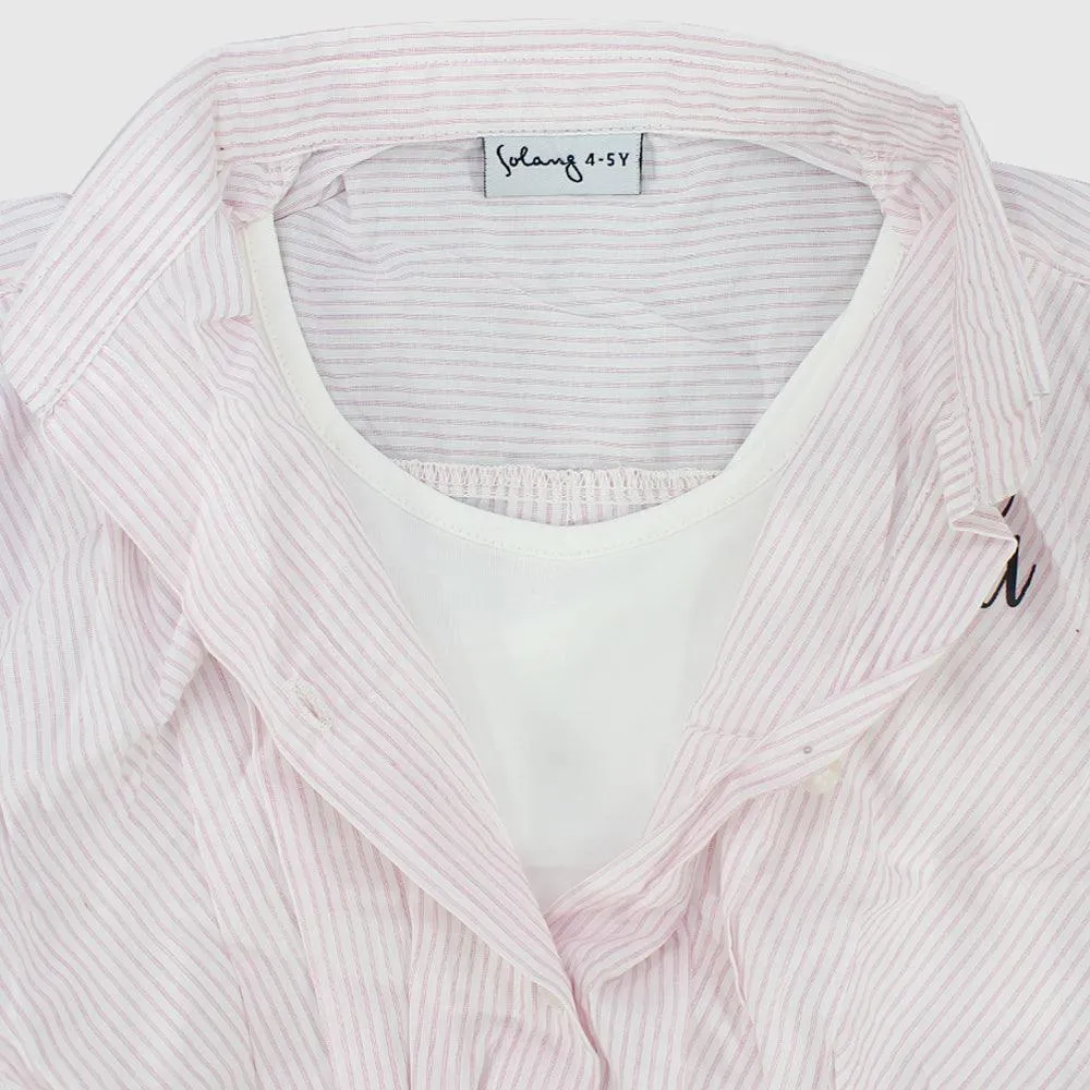 Striped Cropped Short-Sleeved Shirt