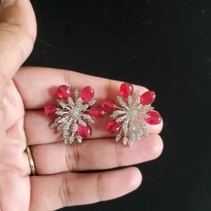 Suganya American Diamond Classic Tops With Rhodium Plating Ruby