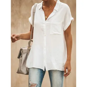 Summer Casual blouse women Turn-down Collar S