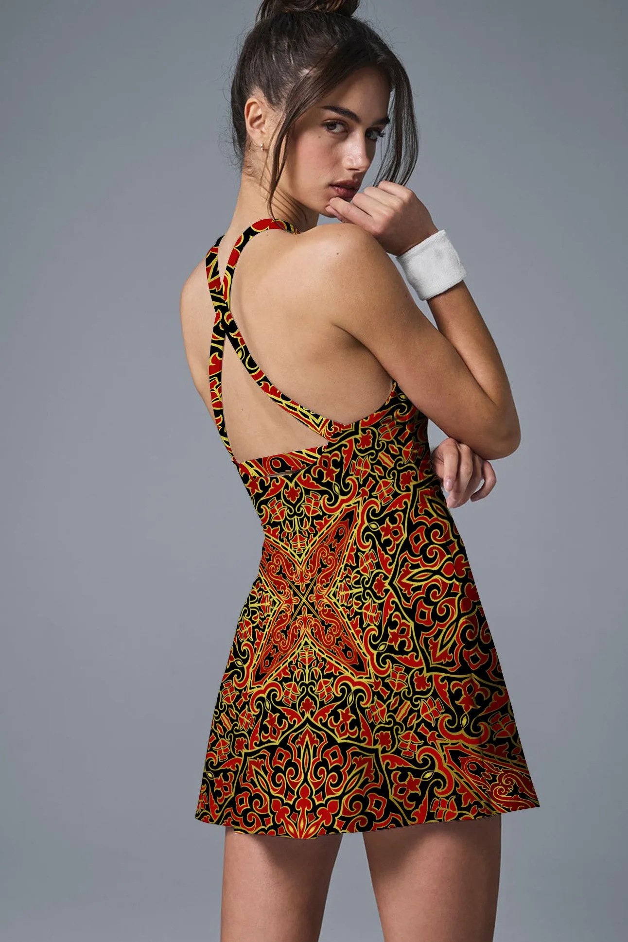 Sunset Vortex – Tribal Swirl Pickleball Dress