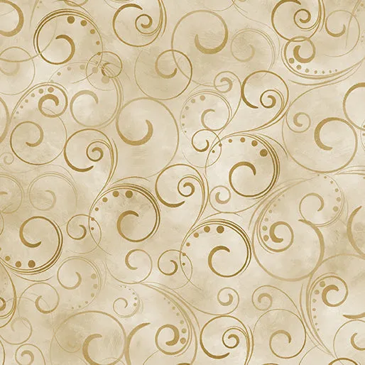 Swirling Splendor 108" Backing by Benartex - Tan by the yard 3468