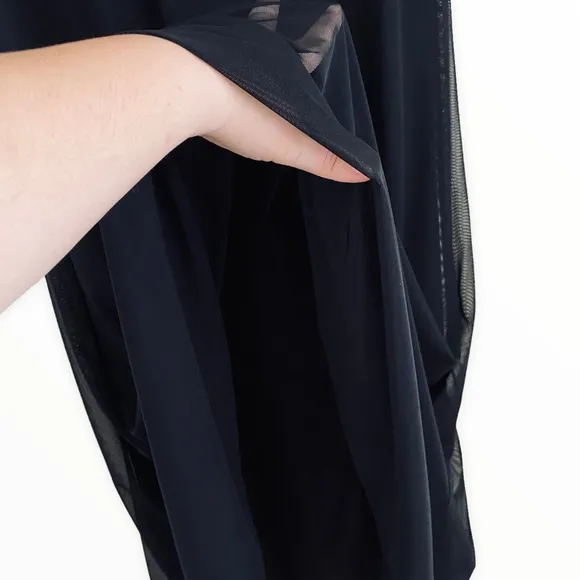 Tadashi Shoji Vintage Black Mesh Overlay Maxi Flowy Skirt Size 10