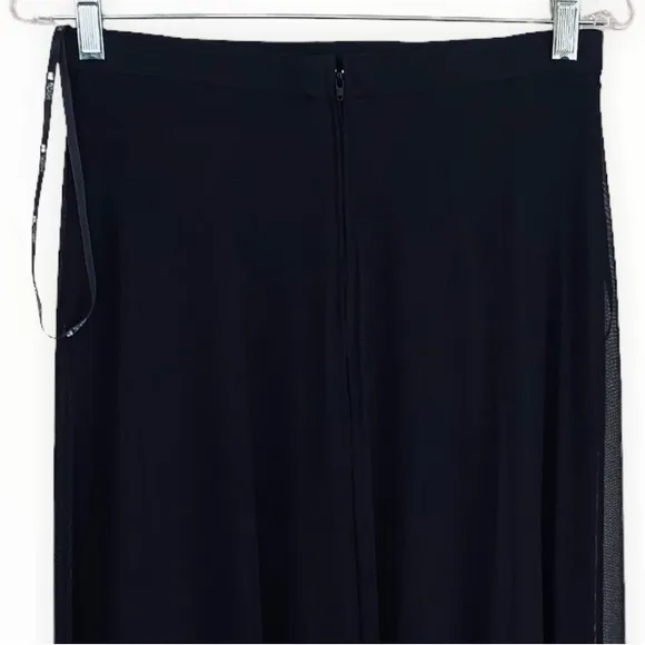Tadashi Shoji Vintage Black Mesh Overlay Maxi Flowy Skirt Size 10