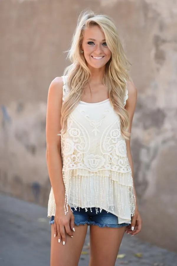 Tan Crochet Top
