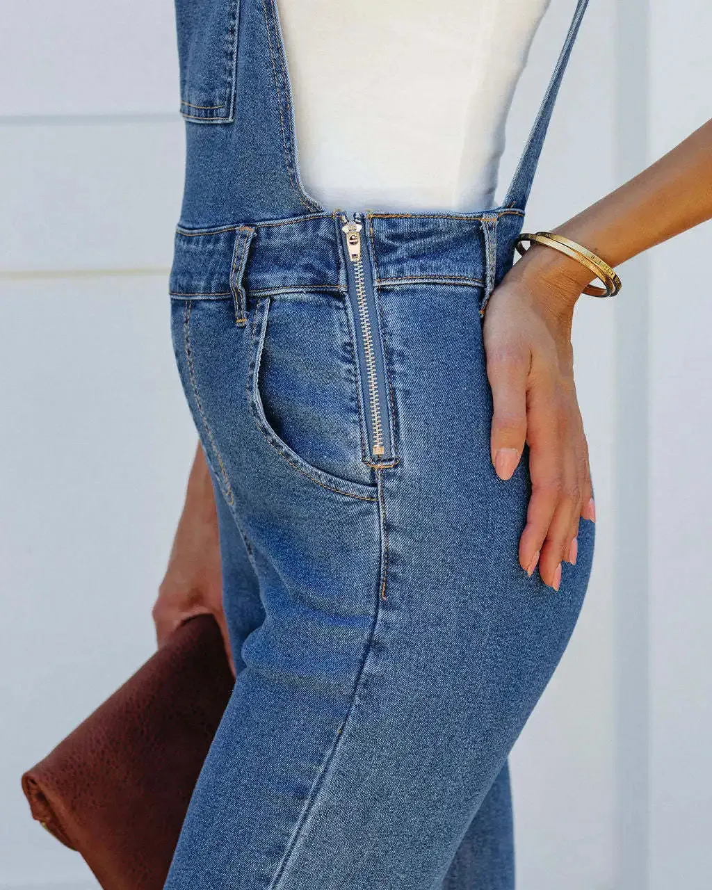 TAVIMART  -  Casual Wide Leg Denim Jumpsuits for Women Vintage Washed Blue Autumn Cargo Pants Autumn Boho Slim Jean Jumpsuit
