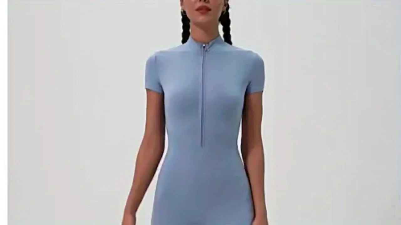 Teresa® | Elegant Zipper Bodycon Romper For Women, Slim Fit Activewear