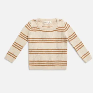 Texture Rib L/Slv Tee - Caramel Stripe
