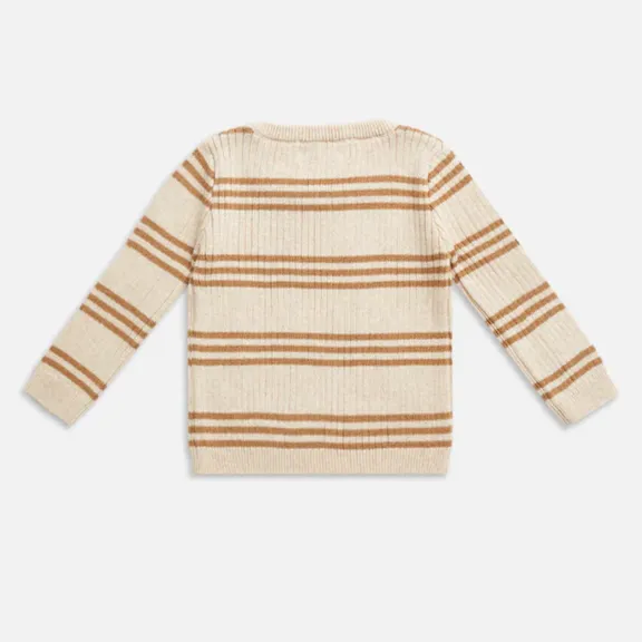 Texture Rib L/Slv Tee - Caramel Stripe