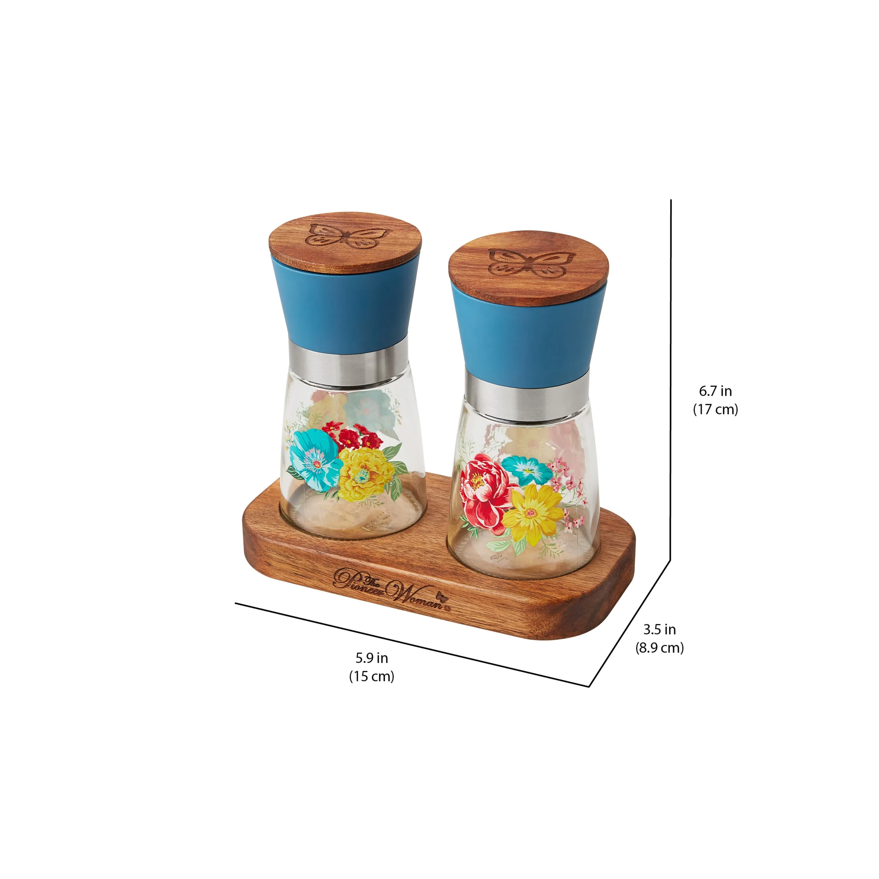The Pioneer Woman Sweet Romance 3-Piece Salt & Pepper Grinder Set *FREE SHIPPING