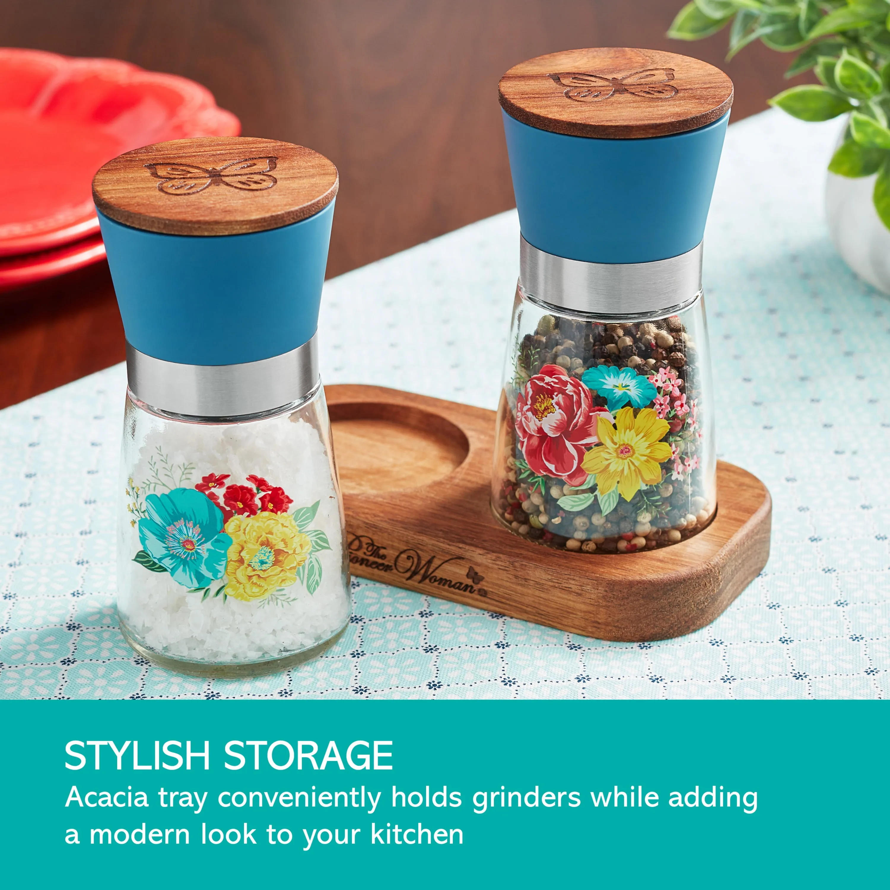 The Pioneer Woman Sweet Romance 3-Piece Salt & Pepper Grinder Set *FREE SHIPPING