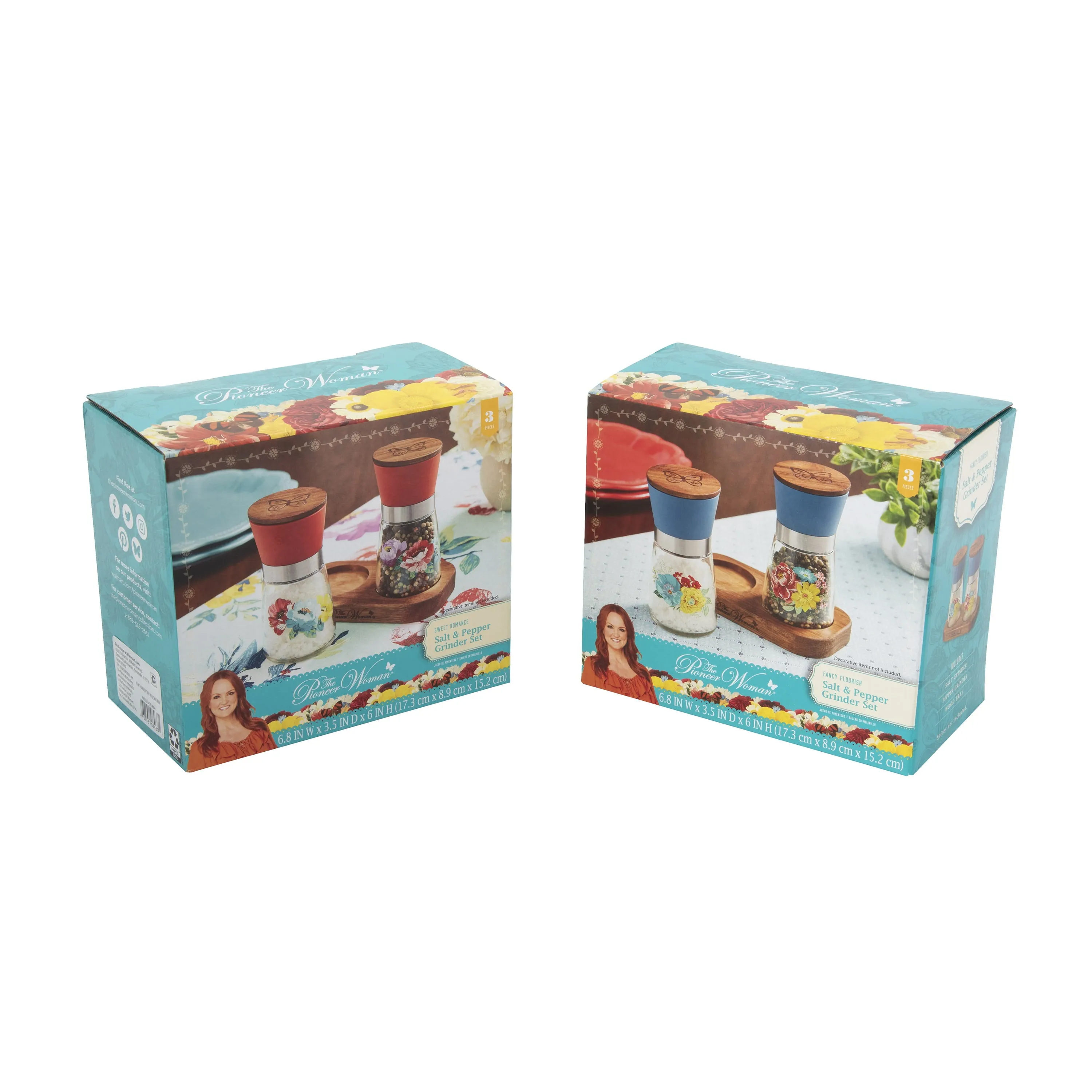 The Pioneer Woman Sweet Romance 3-Piece Salt & Pepper Grinder Set *FREE SHIPPING