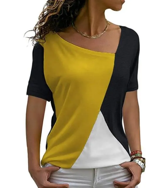 Thin Summer Casual Women T Shirts Short Sleeve Patchwork Slim  Women Clothes Long Summer Shirt Tops